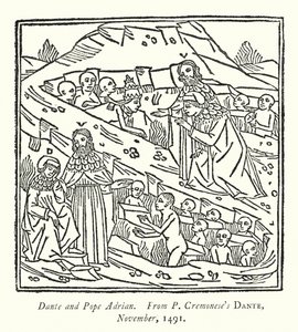 Dante en paus Adrianus, uit P Cremonese