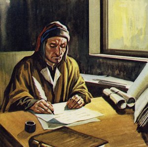 Dante bracht het grootste deel van zijn tijd door met het schrijven van De Goddelijke Komedie