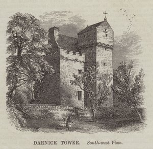 Darnick Tower, Zuidwest Uitzicht (gravure) door English School