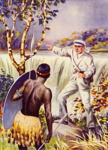 David Livingstone bij de Victoriawatervallen door English School