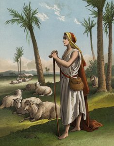 David als herder (chromolitho)