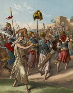 David keert terug van de slachting van de Filistijn door English School
