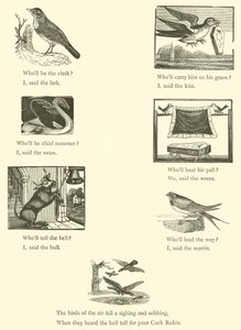 Dood en begrafenis van Cock Robin (houtsnede) door English School