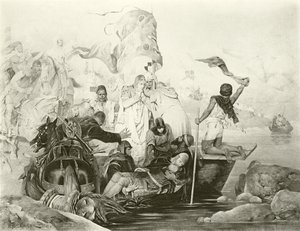 De dood van Barbarossa (gravure)