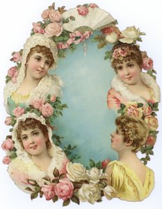 Decoratie met portretten van vrouwen door English School
