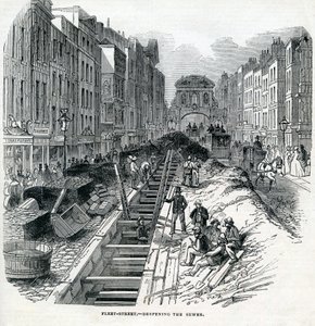 Verdieping van de Fleet Street-riool, Londen, 1845