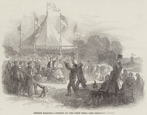 Deeside Railway, het eerste graszoden snijden