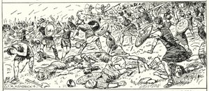 Nederlaag van de West-Saksen bij Mount Budon, Somerset, AD 500 door English School