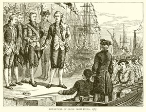 Vertrek van Clive uit India, 1767 door English School
