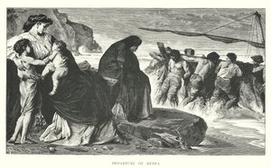 Vertrek van Medea (gravure) door English School