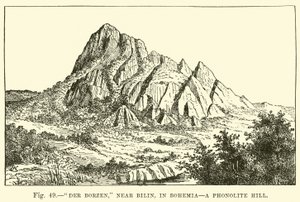 Der Borzen, nabij Bilin, in Bohemen, een fonolietheuvel door English School