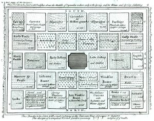 Ontwerp voor een Voltooide Moestuin, uit Nieuwe Principes van Tuinieren, door Betty Langley, 1726 door English School