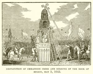 Vernietiging van Cheapside Cross en Verbranding van het Boek van Sporten, 5 mei 1643 door English School