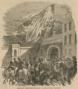 Vernietiging van de ballon van mevrouw Graham in Arlington Street, Piccadilly door English School