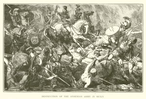 Vernietiging van het Atheense leger in Sicilië (gravure)