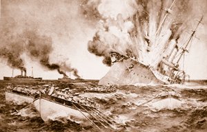 Vernietiging van de Dresden bij Fernandez op 14 maart 1915 door English School