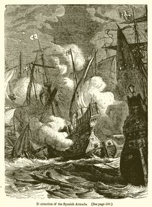 Vernietiging van de Spaanse Armada door English School