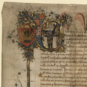 Detail van Edward III uit het Grote Handvest van Vrijheden door English School