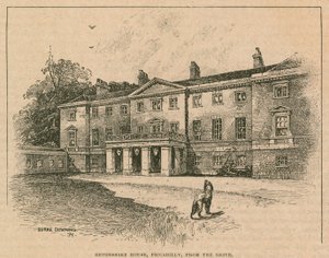 Devonshire House, Piccadilly, Londen, vanaf de oprijlaan