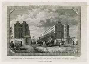 Devonshire Place en Wimpole Street vanaf de New Road, St Marylebone door English School