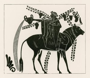 Dionysus op een stier (gravure) door English School
