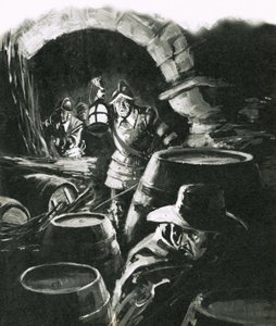 Ontdekking van Guy Fawkes van het Buskruitverraad