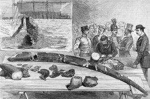 Ontdekking van Fossiele Overblijfselen in Livorno, Toscane, uit The Illustrated London News, 21 januari 1882 door English School