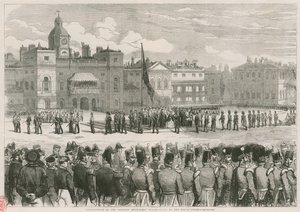 Uitdeling van de Krim-medailles door Hare Majesteit bij de Horse Guards door English School
