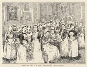Poppenverpleegsters op de bazaar voor het nieuwe ziekenhuis voor vrouwen, Euston Road