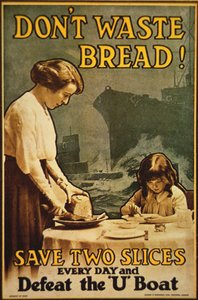 "Verspil geen brood", WWI-poster door English School