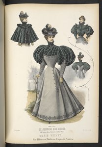 Doris fluweel, voor blouses, lijfjes, mantels en rokken, Plate 2250, Doris fluweel voor blouses, lijfjes, mantels en rokken, The Dressmaker and Milliner, 1895 door English School