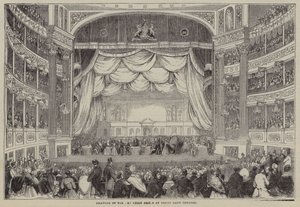 Tekening van de Art Union Prijzen, Drury Lane Theatre, Londen door English School