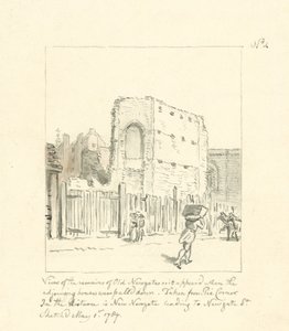 Tekening van de overblijfselen van Old Newgate (inkt op papier)