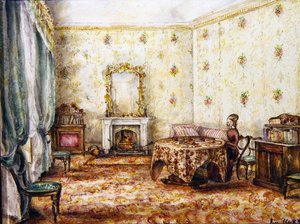 Saloninterieur in een landhuis, ca. 1848 door English School