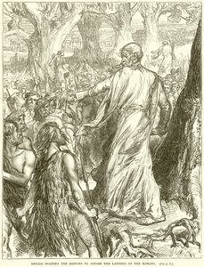 Druïden sporen de Britten aan om de landing van de Romeinen tegen te gaan door English School