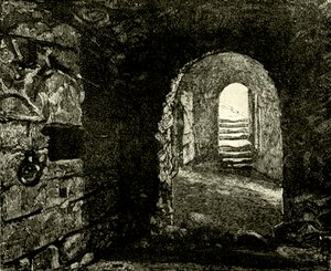 Kerker in het kasteel onder de kamer van koningin Mary. Illustratie uit Cassells Old and New Edinburgh door James Grant, c.1900