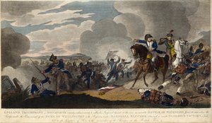 ENGLAND TRIUMPHANT. Napoleon probeert de keizerlijke garde te verzamelen bij de slag om Waterloo, ca. 1815 (gravure) door English School