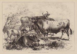 Het Jersey-vee van graaf Rosslyn bij Easton Hall (gravure) door English School