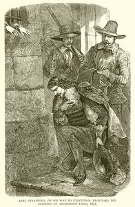 Graaf Strafford, op weg naar zijn executie, ontvangt de zegen van aartsbisschop Laud, 1641 door English School