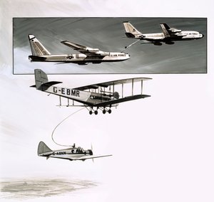 Vroege in-vlucht bijtanken voor een Handley Page W10 door English School