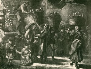 Vroege ochtend op de Covent Garden Market, Londen door English School
