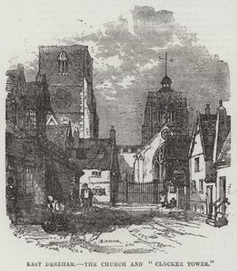 East Dereham, de kerk en "klokkentoren" door English School