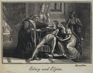 Edwy en Elgiva (gravure) door English School