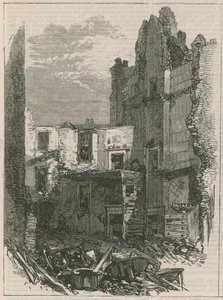 Gevolgen van de explosie in Clerkenwell: Interieur van huizen in Corporation Lane door English School