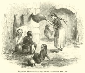 Egyptische vrouwen die boter karnen