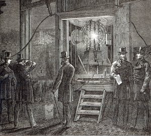 Elektrische apparatuur voor de Klokkentoren, Houses of Parliament uit The Illustrated London News, 16 augustus 1873 door English School