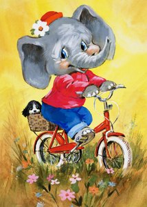 Olifant op een fiets