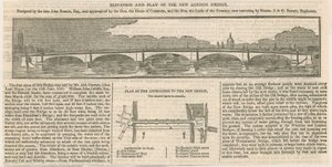 Elevatie en plan van de nieuwe London Bridge door English School