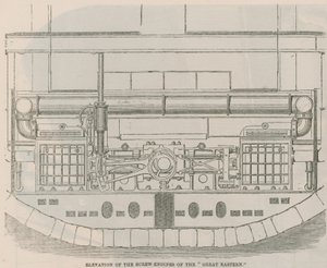 Elevatie van de schroefmotoren van de Great Eastern