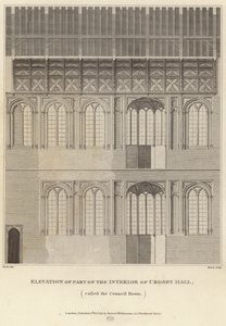 Verhogingen van een deel van het interieur van Crosby Hall door English School